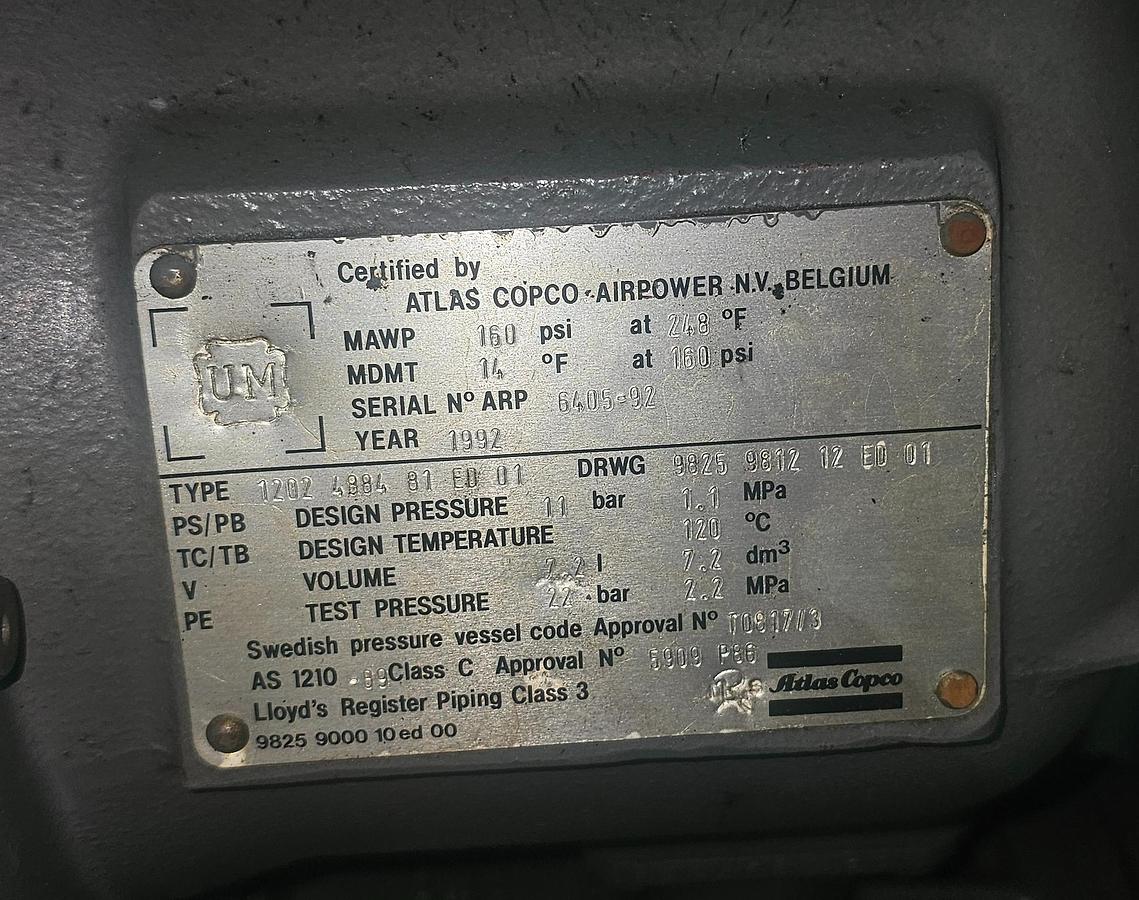 Used 450 Hp Atlas Copco ZR5 Oil Free 2050 CFM Rotary Screw Air Compressor - 34208 Hours