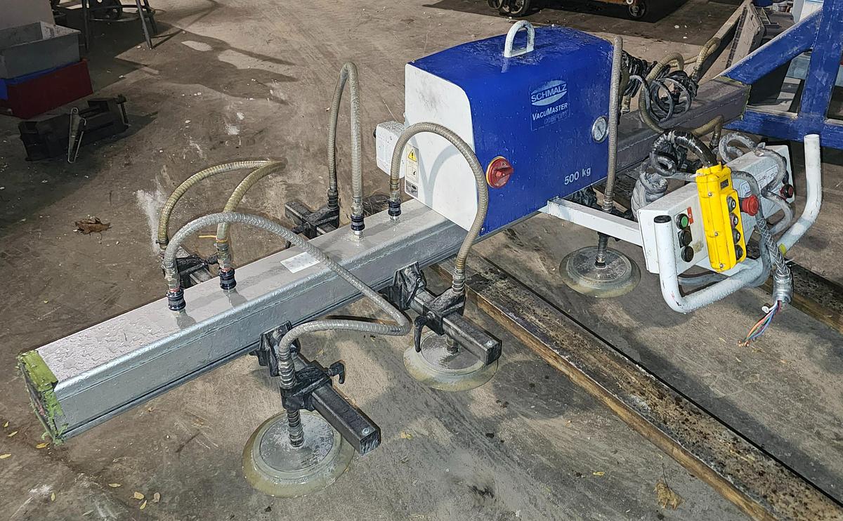 Used 500 Kg Schmalz MOD-VM-COMF-500/750 8-Cup Vacuum Lifter & Electric Chain Hoist