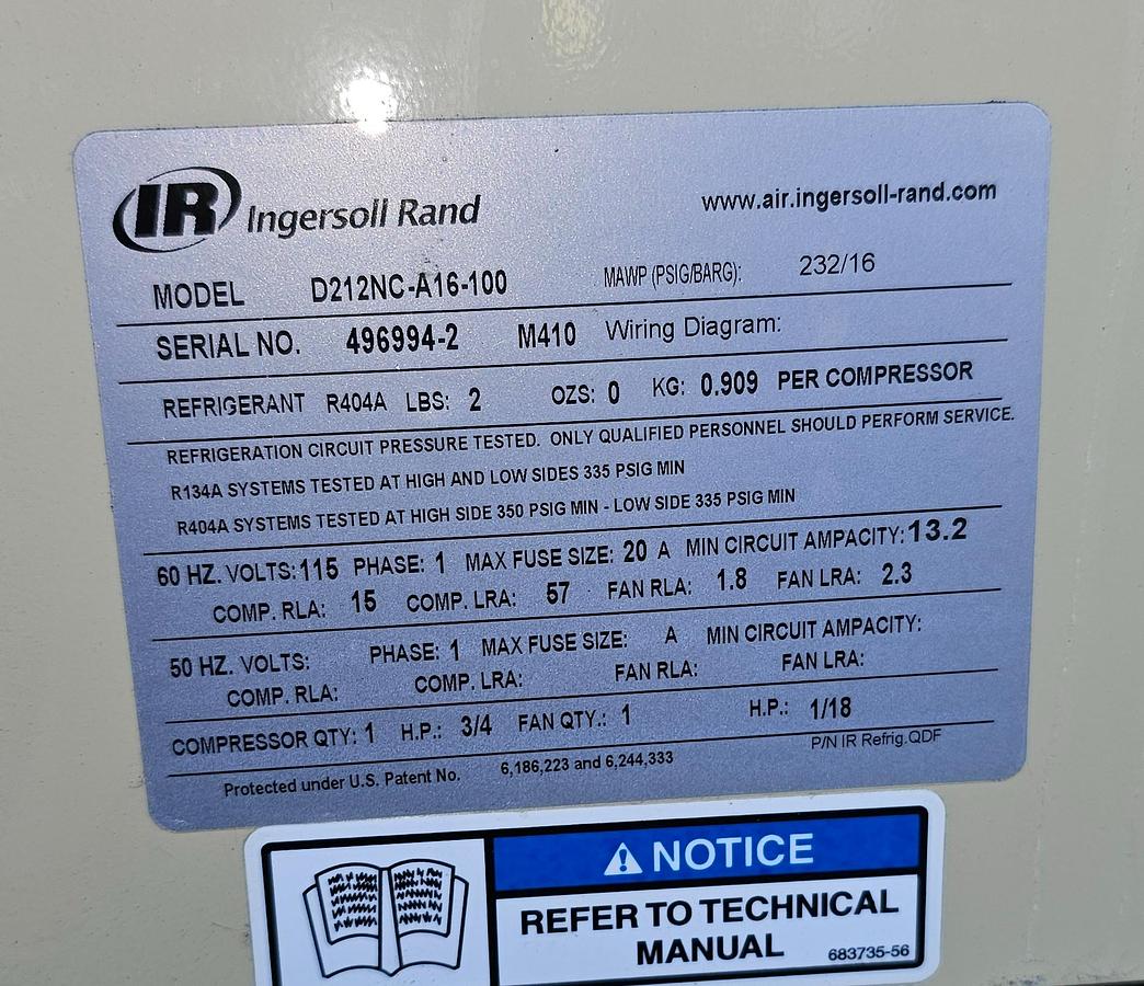 Used 20 Hp Ingersoll Rand SSR UP6-20-125 Rotary Screw Air Compressor w/Dryer & Tank 