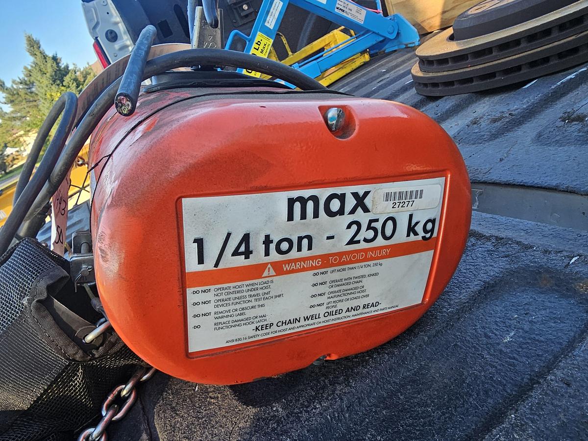 Used 500# Gorbel Freestanding Jib Crane 8' Under Beam x 100" Arm Length & CM Hoist