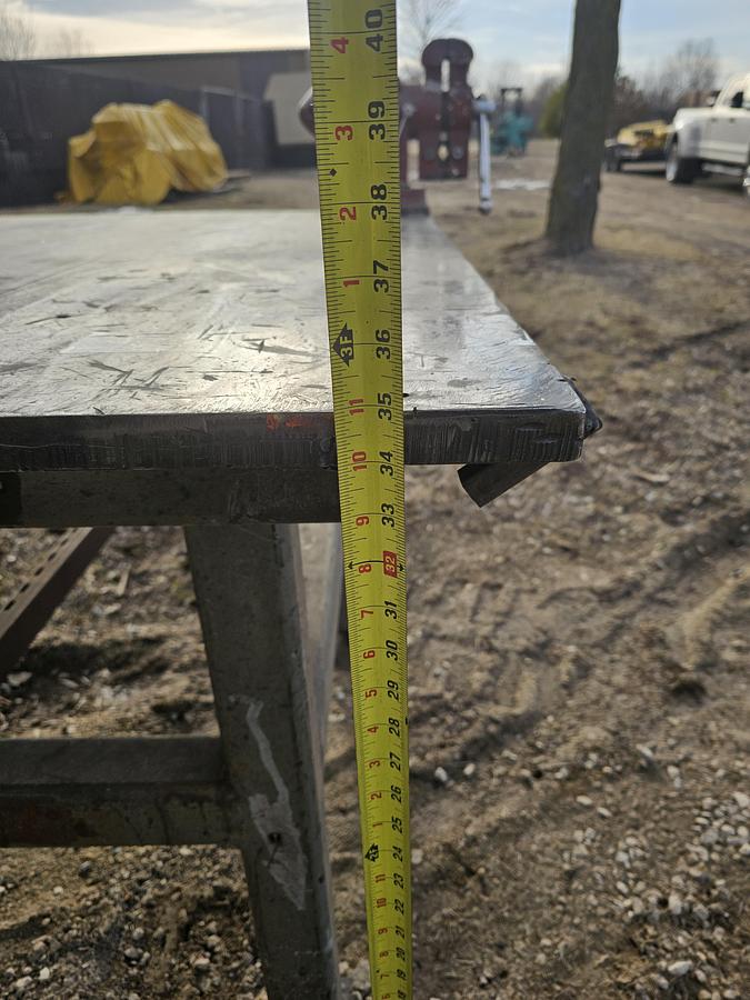Used 144" x 48" Heavy-Duty Steel Fabrication Table | 1" Thick Top | 35" Height