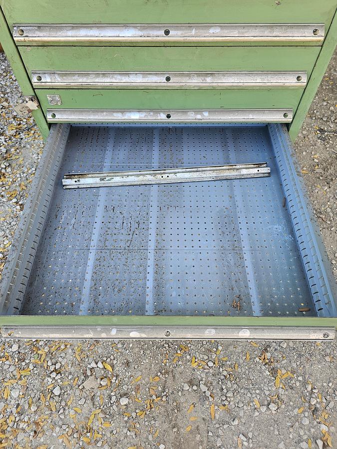 Used Vintage 15 Drawer Equipto Industrial Tooling Cabinet 28" x 28" x 60" Green