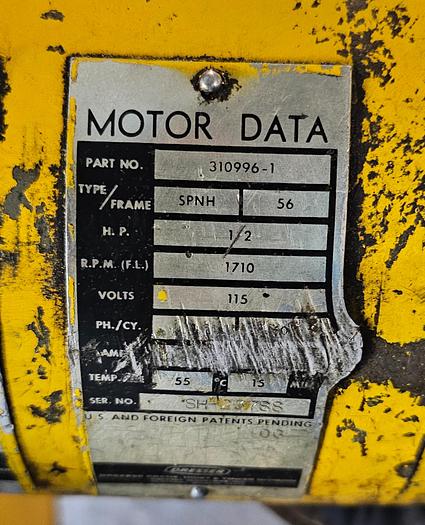 Used 1 Ton Budgit 309828-43 Electric Roller Chain Hoist & Trolley, 10' Lift, 8 F.P.M Lift Speed