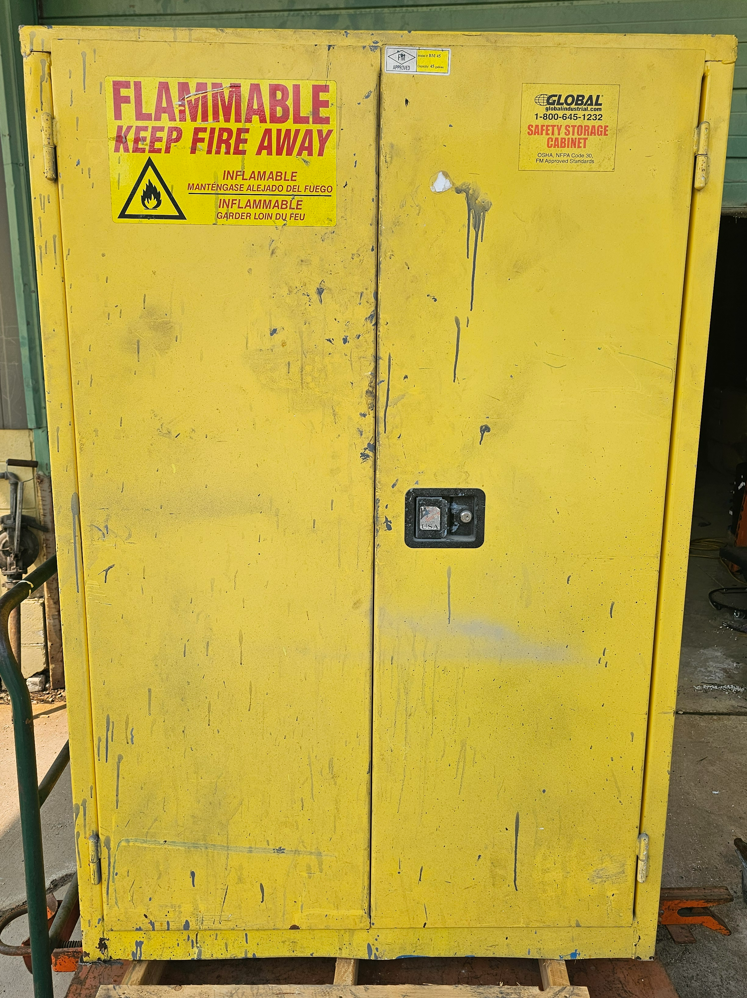 Used Global Industrial BM45 45-Gallon Flammable Safety Cabinet, 2-Door Self Closing