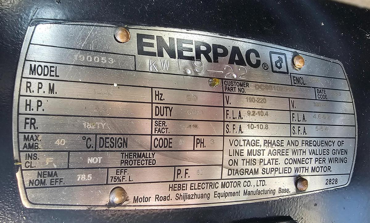 Used 2.5 Hp Enerpac ZE5440SJ-FHR Electric Hydraulic Pump 10,000 PSI