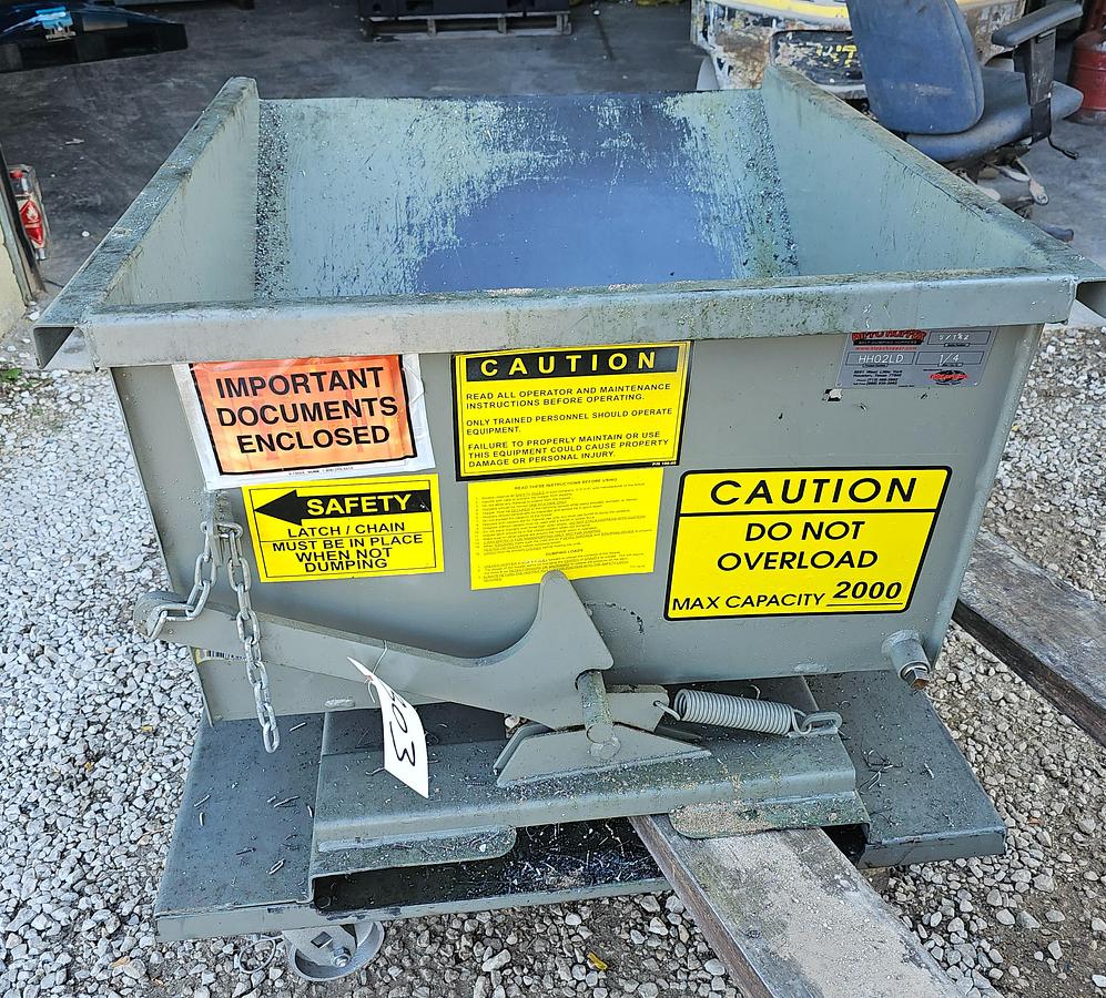 Used 1/4 Cu. Yard Hippo Hopper HH02LD Self Dumping Hopper, 2000 lb - Light Duty
