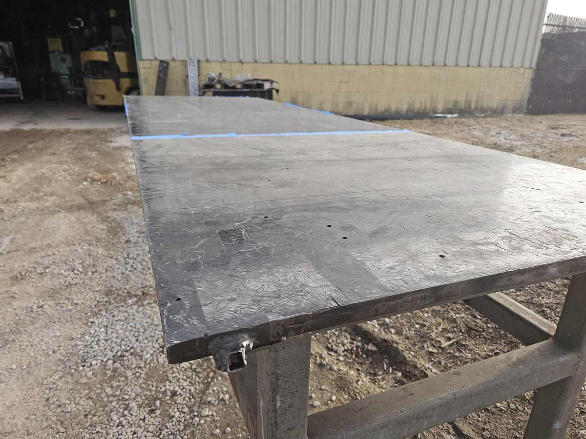 Used 144" x 48" Heavy-Duty Steel Fabrication Table | 1" Thick Top | 35" Height