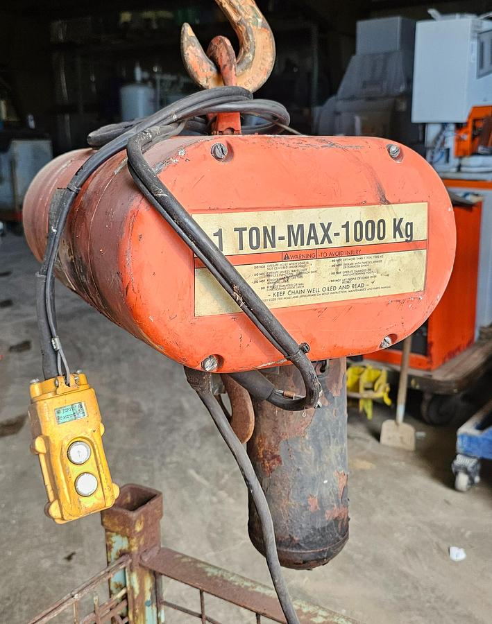 Used 1 Ton CM Lodestar Electric Chain Hoist Model L 15' Lift w/Pendant Control