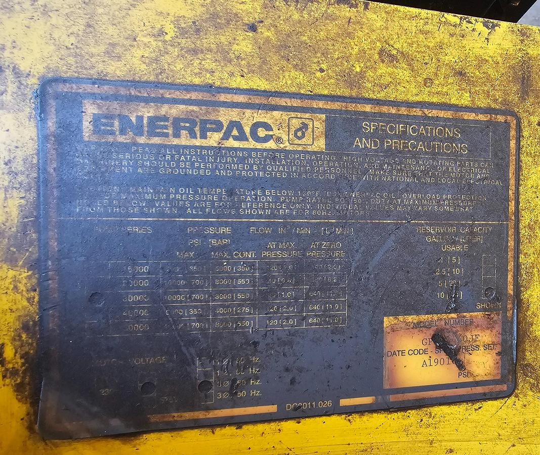 Used 1.5 Hp Enerpac GPER3440JF Electric Hydraulic Pump 10,000 PSI
