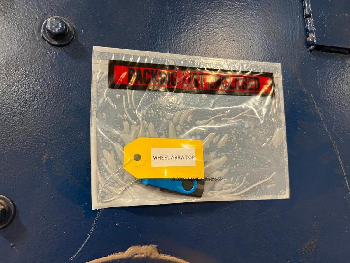 Used 15 Hp Wheelabrator Tumblast TBR-6 Direct Drive Blast Wheel Rubber Belt Machine, 6 Cu. Ft Capacity 