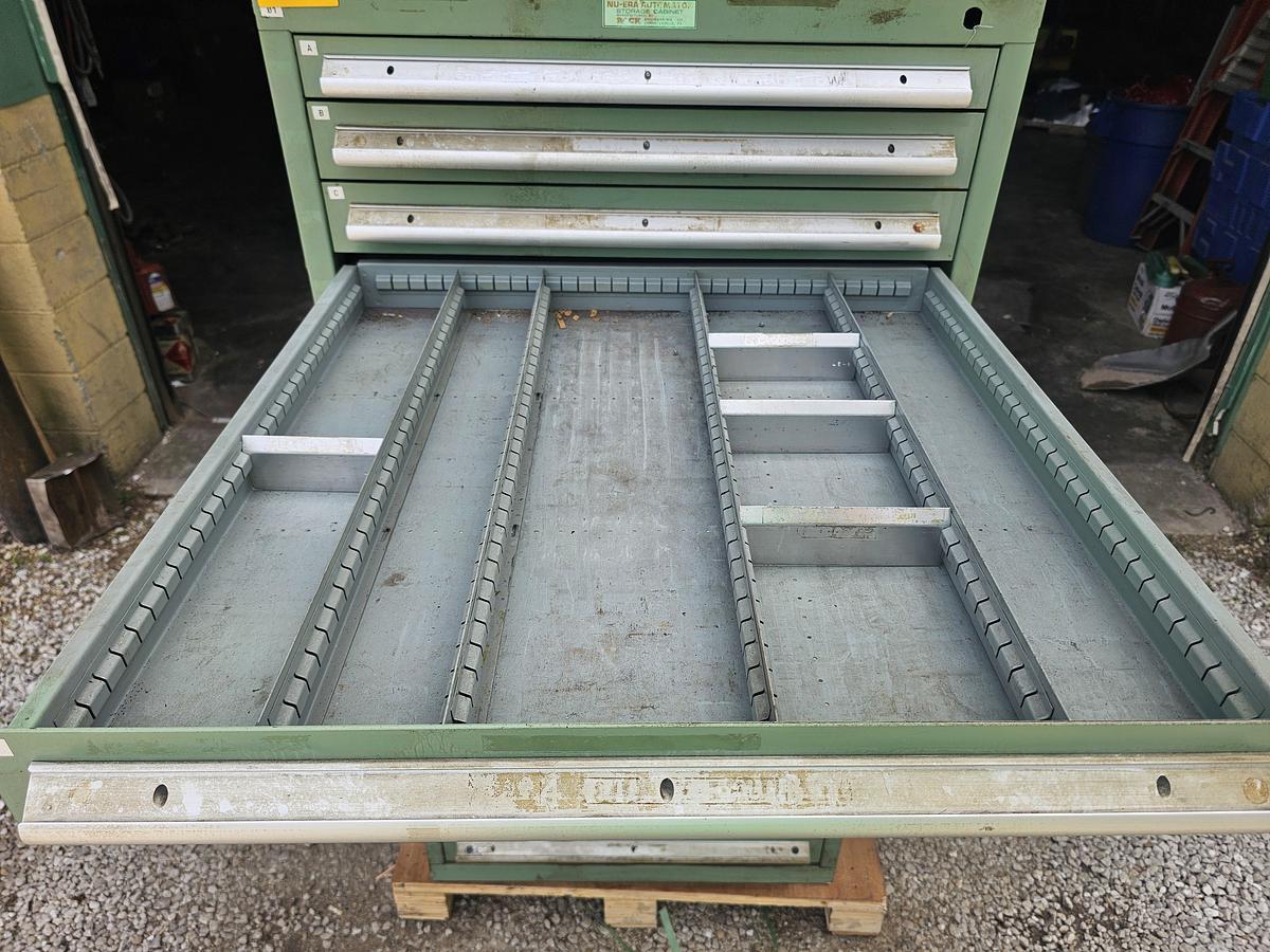 Used 16 Drawer Nu-Era Automator Modular Ball Bearing Tooling Cabinet 28.5" x 28.5" x 60"