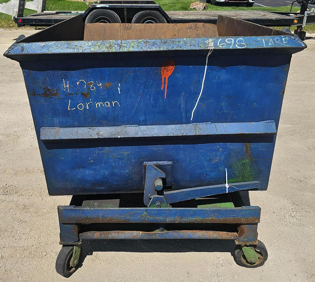 Used 1 Cu. Yard Castor Mounted Self Dumping Hopper 41" x 55" x 28" 