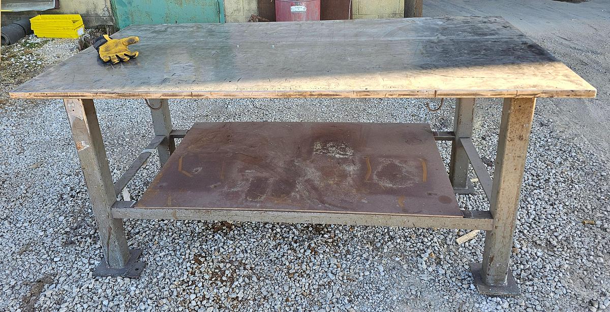Used 36" x 72" Heavy-Duty Steel Fabrication Table | 1" Thick Top | 34" Height