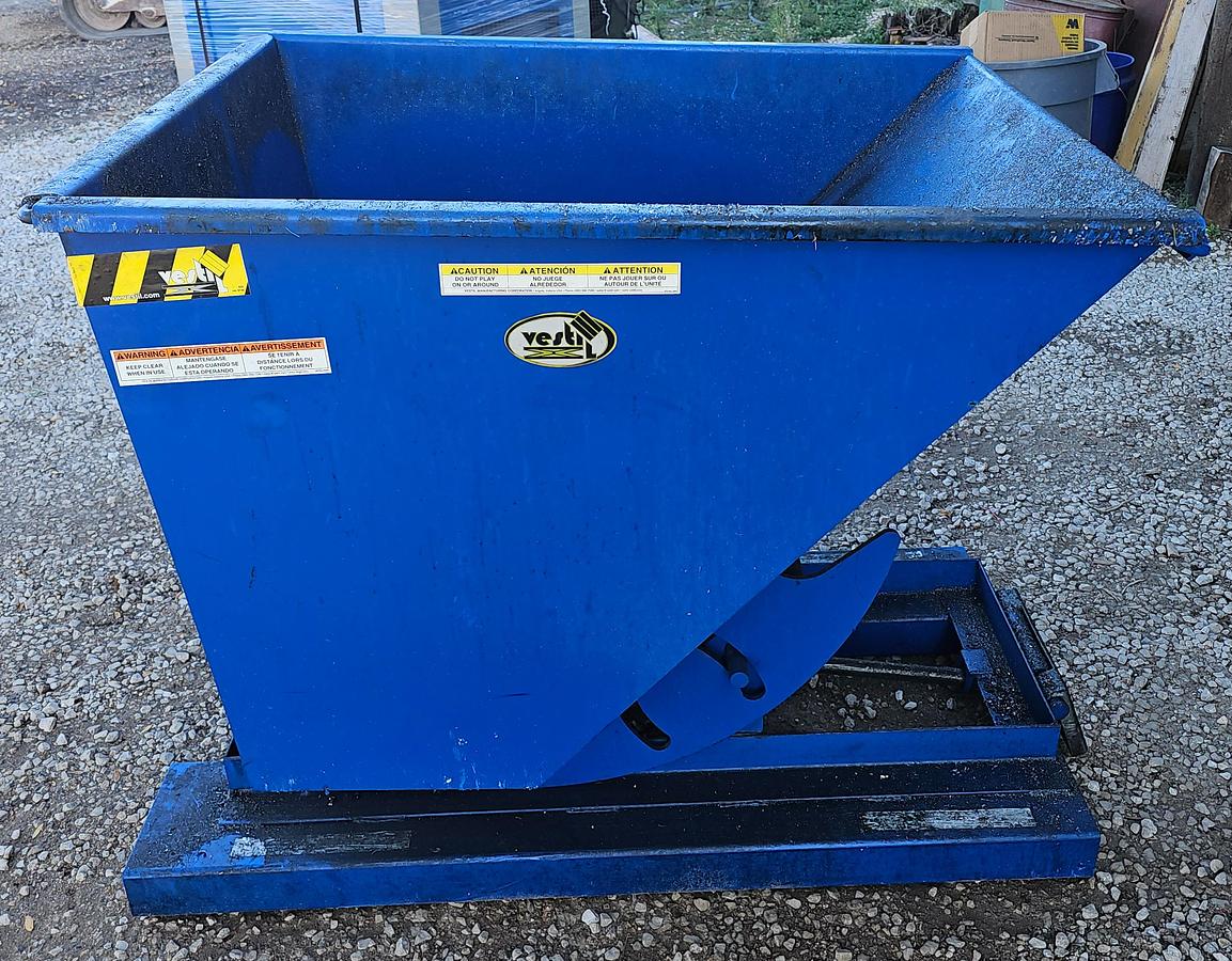 Used 1/2 Cu. Yard Vestil Heavy Duty H-50-HD Self Dumping Hopper w/Bumper