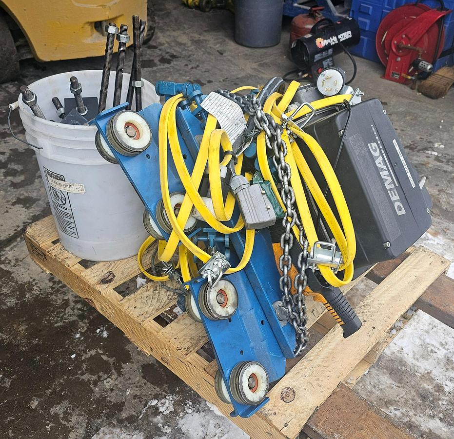 Used 1 Ton Gorbel Modular Workstation Bridge Crane 17' Span x 37' Runway & 1 Ton Demag Electric Chain Hoist