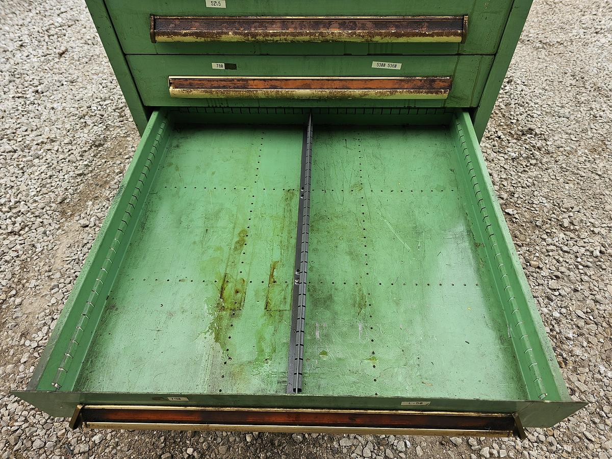 Used 12 Drawer Equipto Industrial Parts Storage Tooling Cabinet 30" x 28" x 57"