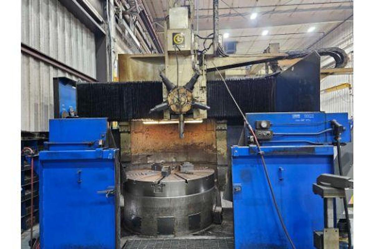 Used 60" Giddings & Lewis CNC VTL 72" Swing w/Fanuc 21-IT Control & Tooling - NO PIT REQUIRED