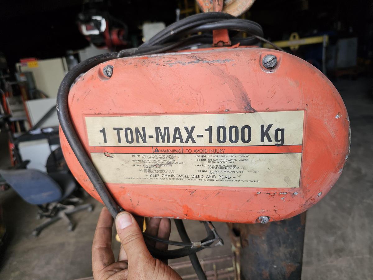 Used 1 Ton CM Lodestar Electric Chain Hoist Model L 15' Lift w/Pendant Control