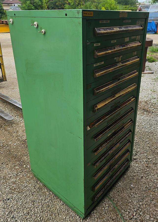 Used 12 Drawer Equipto Industrial Parts Storage Tooling Cabinet 30" x 28" x 57"