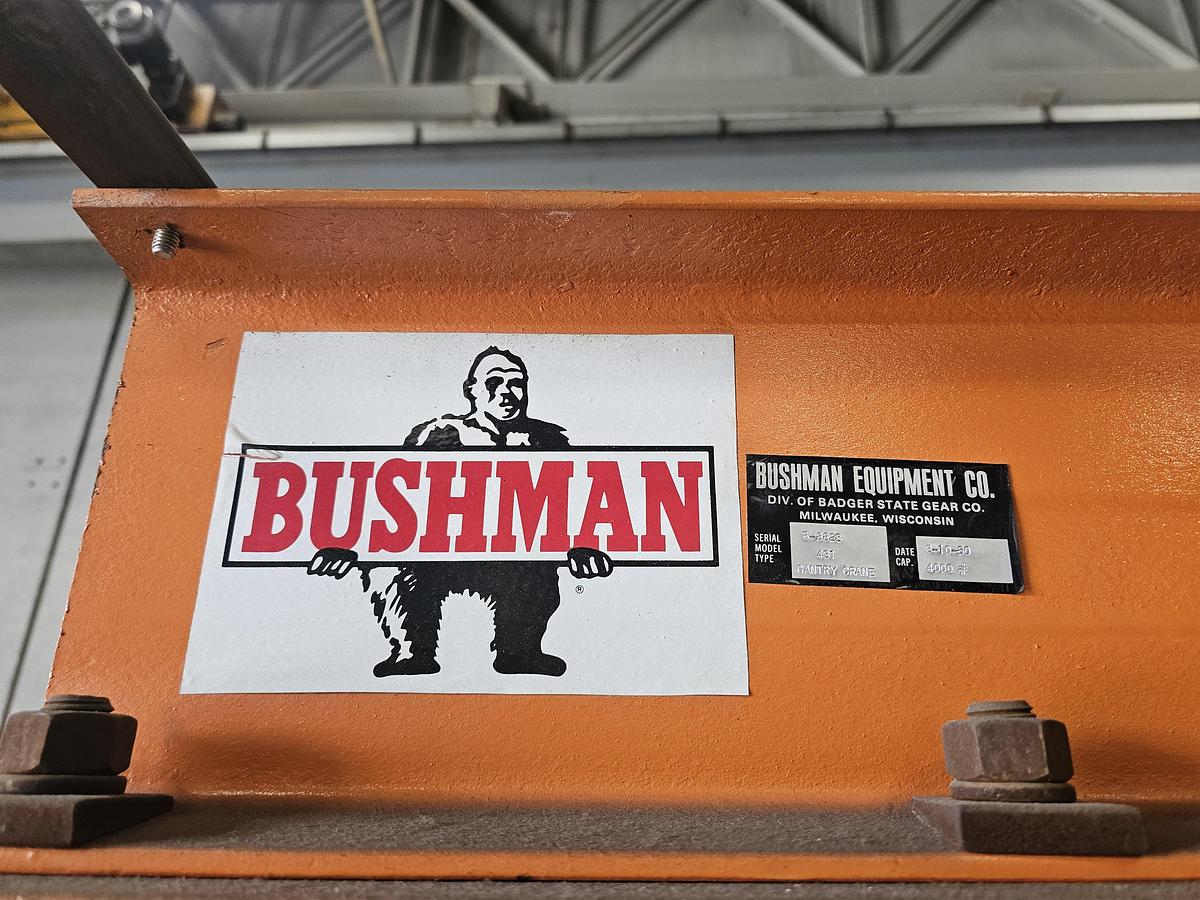 Used 2 Ton Bushman 12' Span Adjustable Height Portable Gantry Crane & Electric Hoist