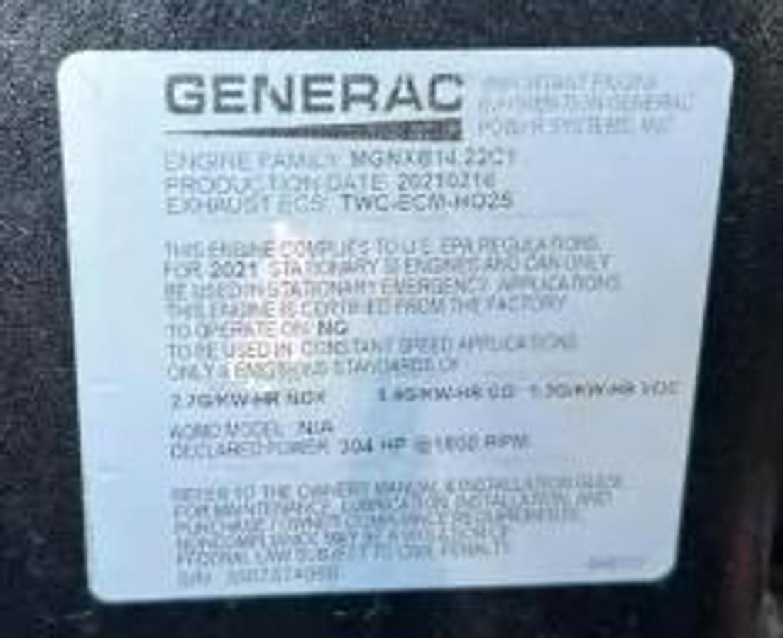 Used 2021 Generac SG200 200kW Industrial Generator | 3-Phase | ONLY 89 HRS | Late-Model Standby & Transfer Switch