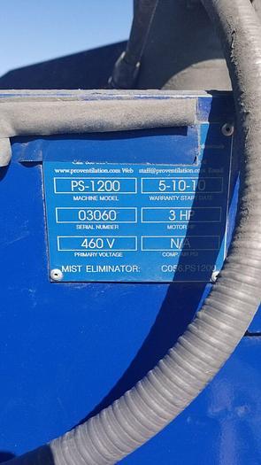 Used Pro Scrub 1500 CFM Wet Type Dust Collector PS-1200
