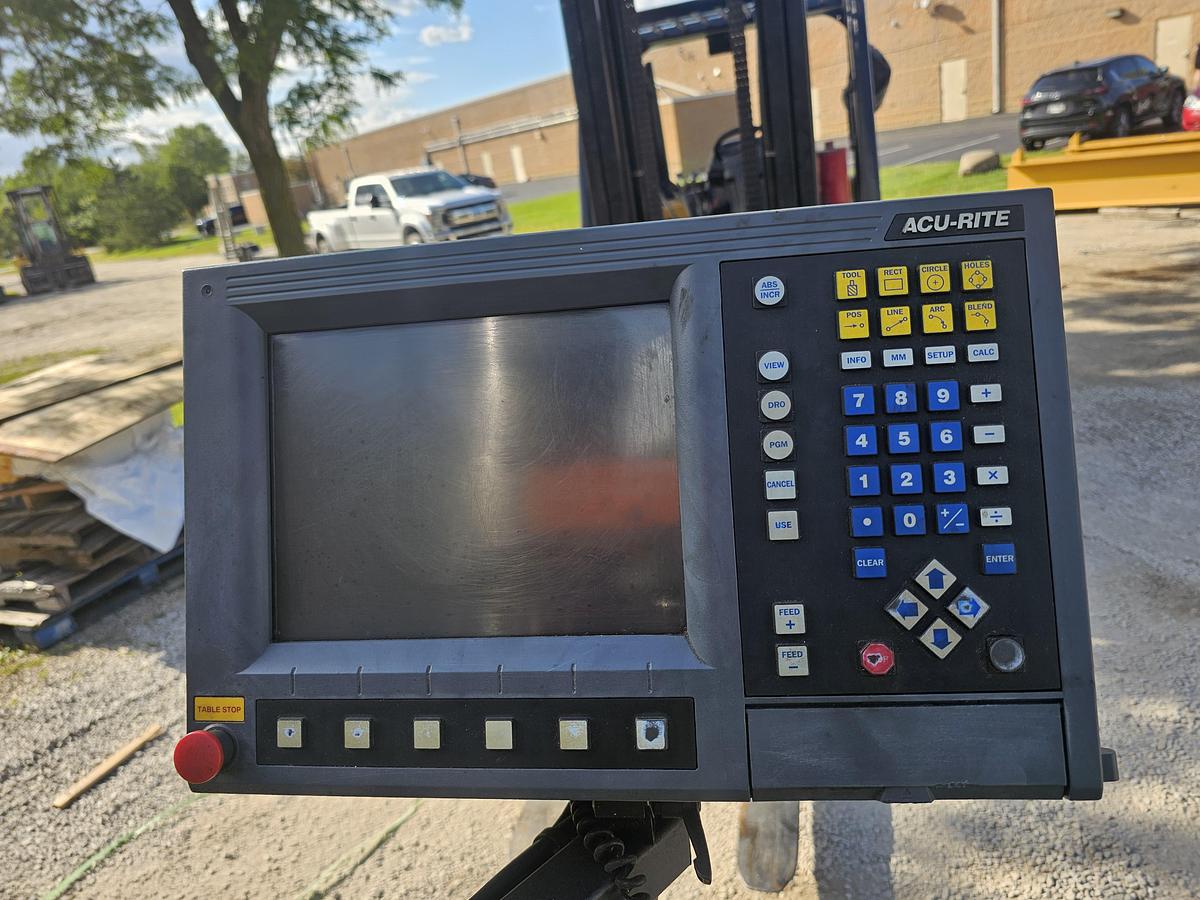 Used 3 Hp Sharp LMV-50/DVS CNC Vertical Knee Mill Acu-Rite CNC Control Collets & Vise