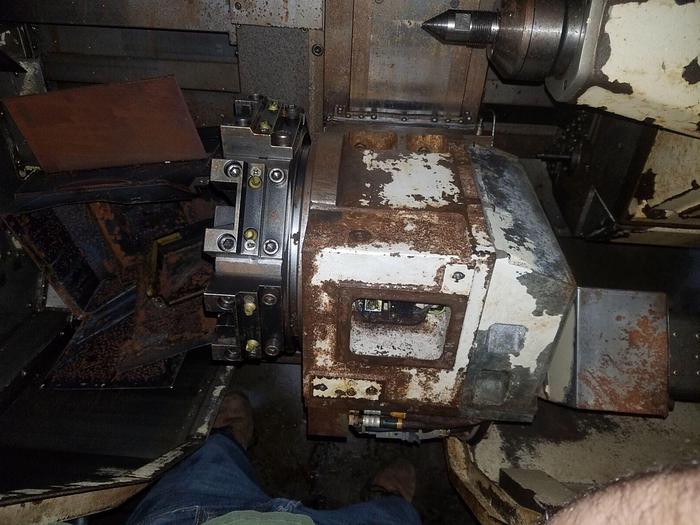 Used 2001 Okuma IMPACT LU15 Big Bore Twin Turret CNC Turning Center OSP U110L Control & Chuck