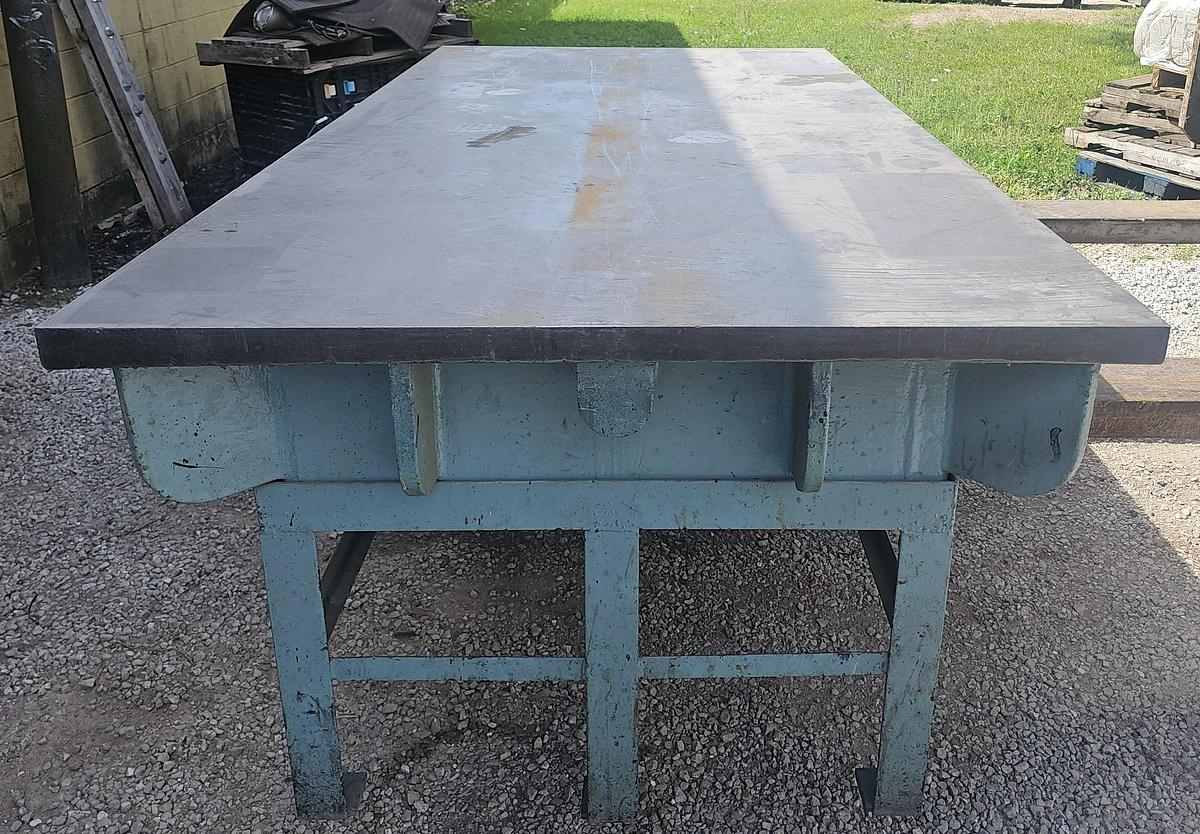 Used 96" x 48" Webbed Cast Iron Setup/Layout Table w/Stand, 2" Surface Plate