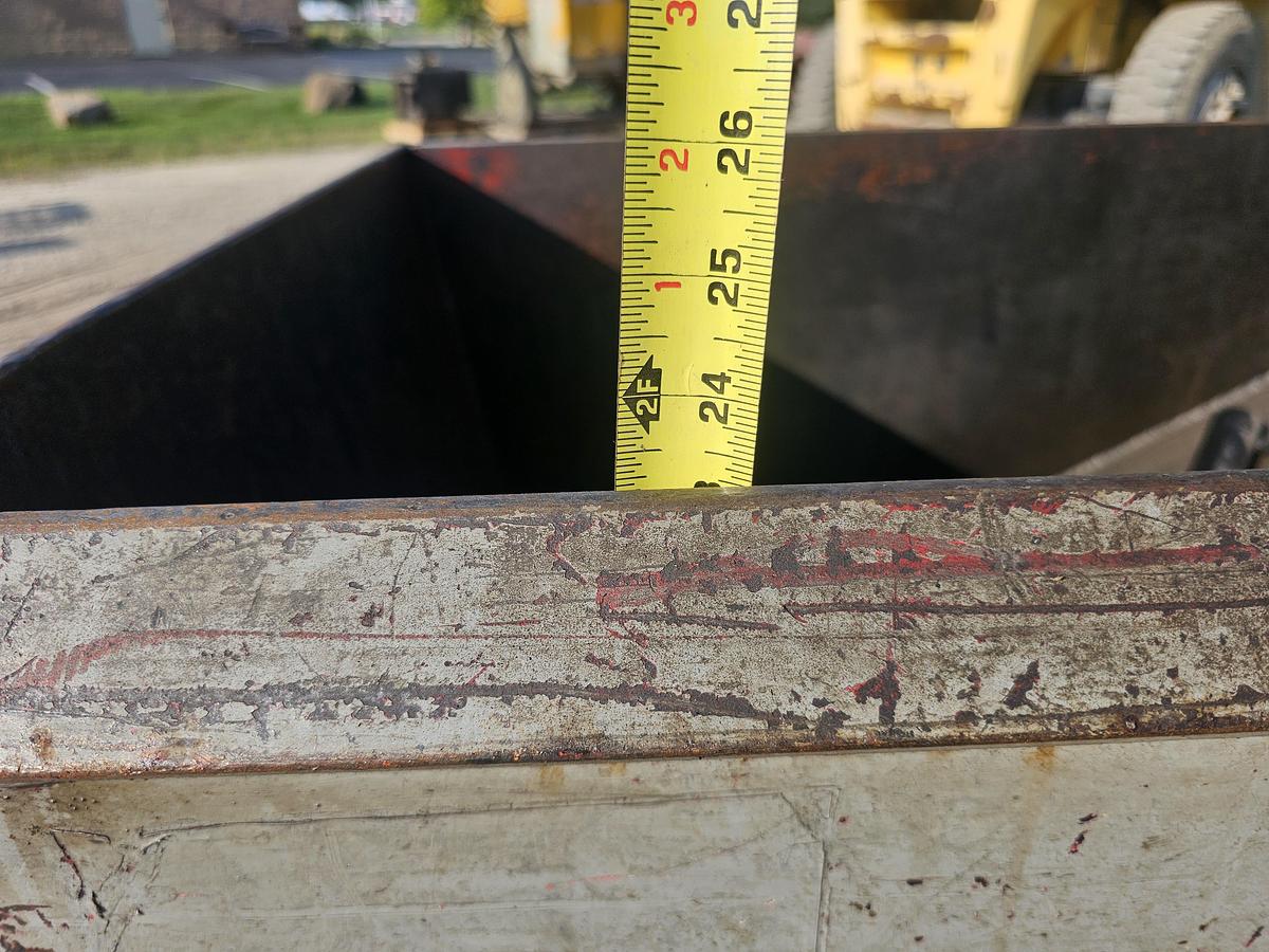 Used Roura Style 1/2 Cu. Yard Self Dumping Hopper on Castors 50" x 30" x 25"