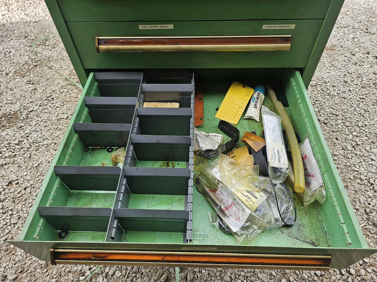 Used 9 Drawer Equipto Industrial Modular Ball Bearing Tooling Cabinet 30" x 28" x 59" 