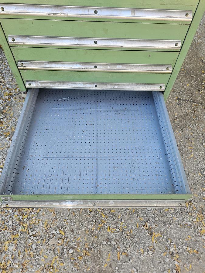 Used Vintage 15 Drawer Equipto Industrial Tooling Cabinet 28" x 28" x 60" Green