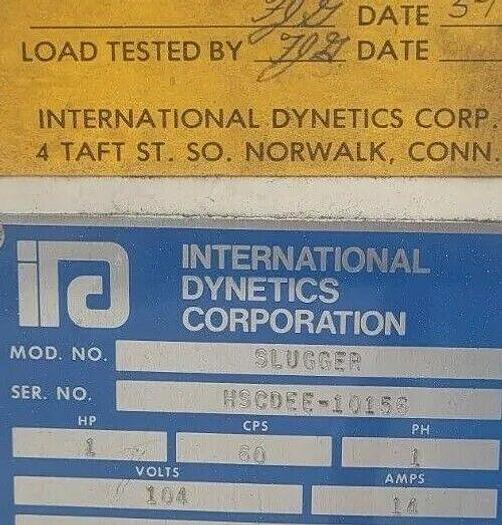 Used 23" x 34" International Dynetics 55 Gallon Slugger Drum Crusher/Compactor 110 Volt, 1 ph