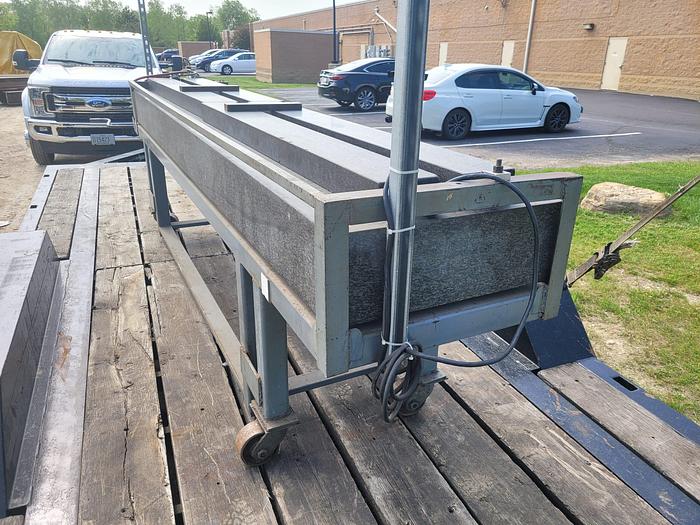 Used Tru-Stone Corporation Large 132” x 24” Granite Surface Plate on Cart Grade B