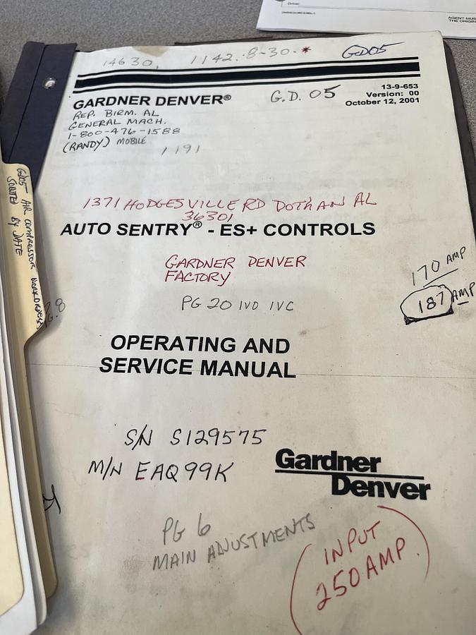 Used 150 Hp Gardner Denver EAQ99K Single Stage Rotary Screw Air Compressor 726 CFM @ 125 Psi