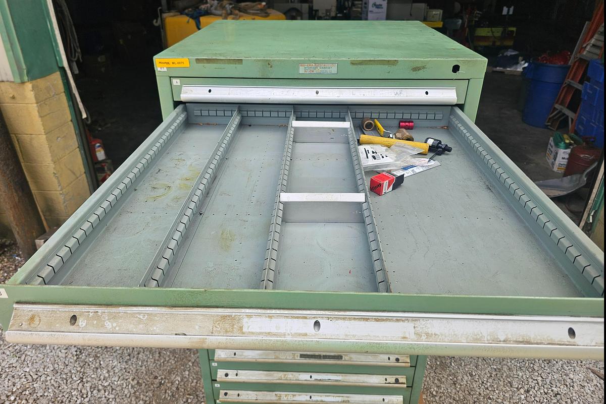 Used 16 Drawer Nu-Era Automator Modular Ball Bearing Tooling Cabinet 28.5" x 28.5" x 60"