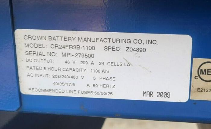 Used Crown Powerhouse 48V Industrial Forklift Battery Charger CR24FR3B-1100