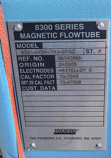 Used Foxboro 8300 Series 1" Magnetic Flow Tube 8301-SABA-THJ-GFGZ