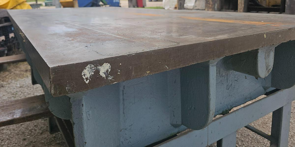 Used 96" x 48" Webbed Cast Iron Setup/Layout Table w/Stand, 2" Surface Plate