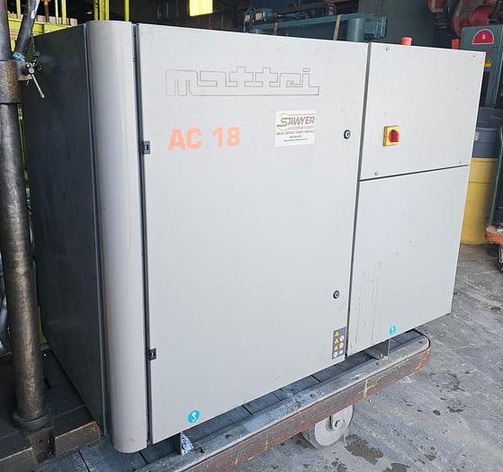 Used 25 Hp Mattei AC18-LX Rotary Screw Air Compressor & 100 CFM Mattei Air Dryer