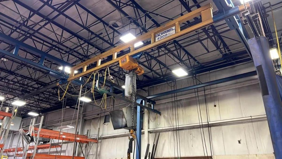 Used 4000 lb (2 Ton) 19.5' Span x 33' Runway Gorbel Freestanding Bridge Crane System & Hoist