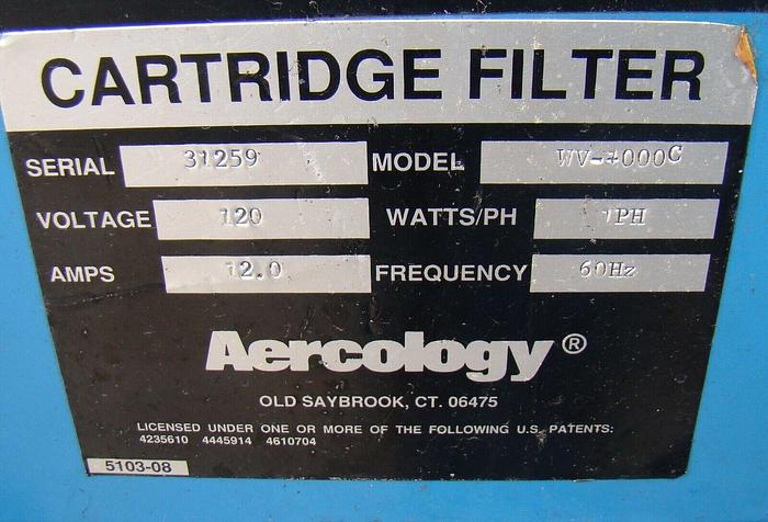 Used Aercology WV-4000 Portable Fume/Welding Smoke Filter Cartridge Collector 1 Phase
