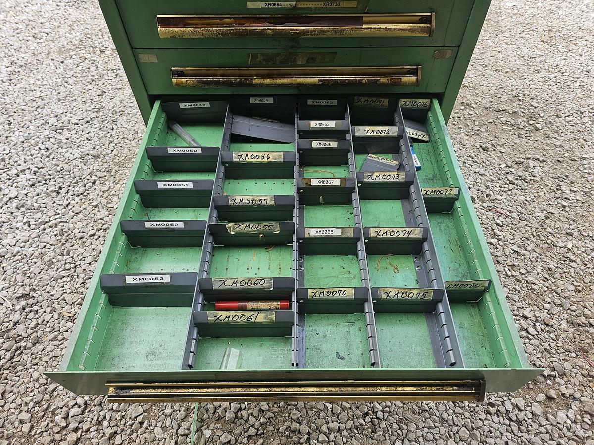 Used 12 Drawer Equipto Industrial Parts Storage Tooling Cabinet 30" x 28" x 57"
