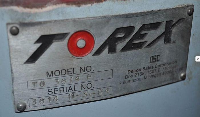 Used Torex 36” Diameter Model #TG3614-F Vibratory Finishing Tub w/Pump System