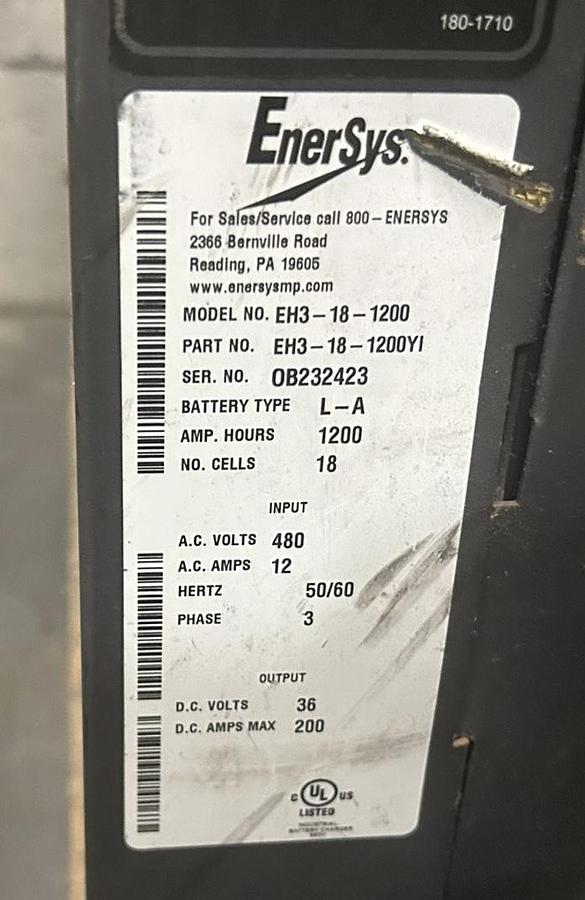 Used 36 Volt Enersys EnForcer HF Series Forklift Charger EH3-18-1200