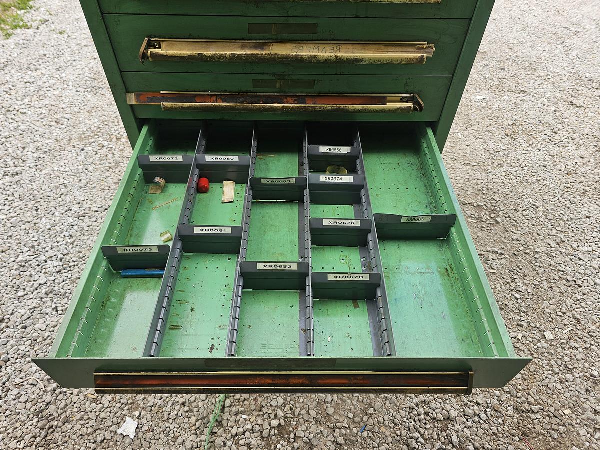 Used 12 Drawer Equipto Industrial Parts Storage Tooling Cabinet 30" x 28" x 57"