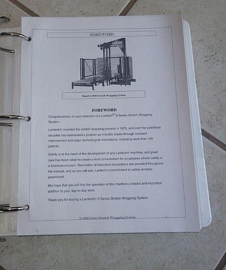 Used Lantech Ritchey S-1500 Swing Arm Stretch Wrapping System Full Manual