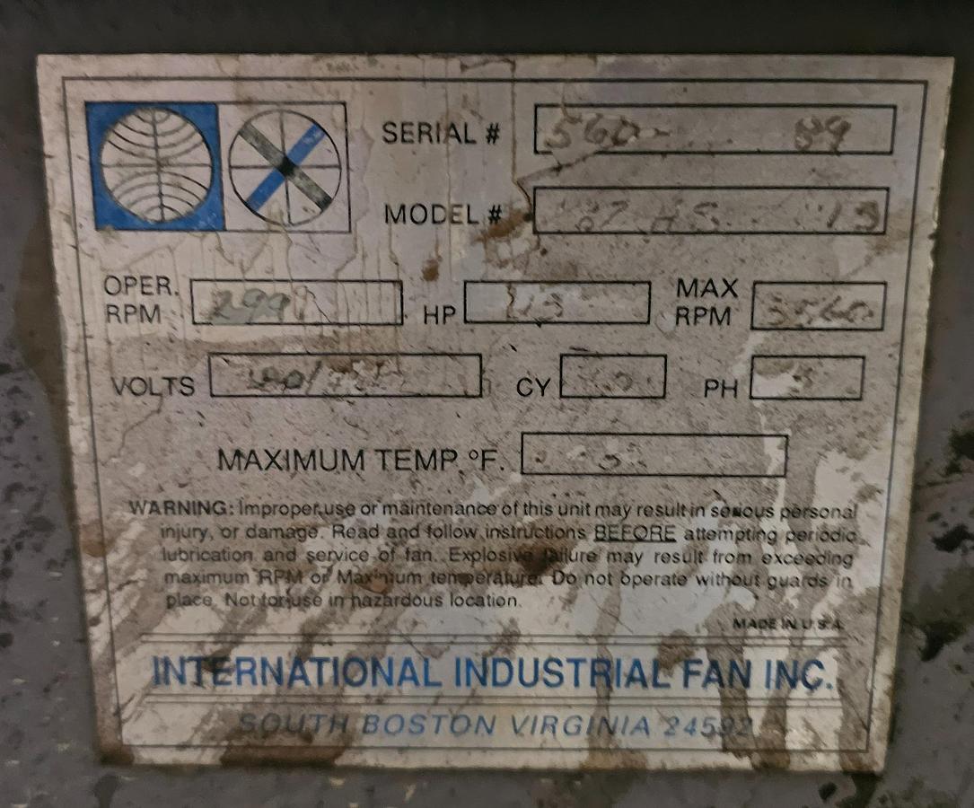 Used 6,000 CFM Scientific Dust Collectors Baghouse Dust Collector & 15 Hp Blower