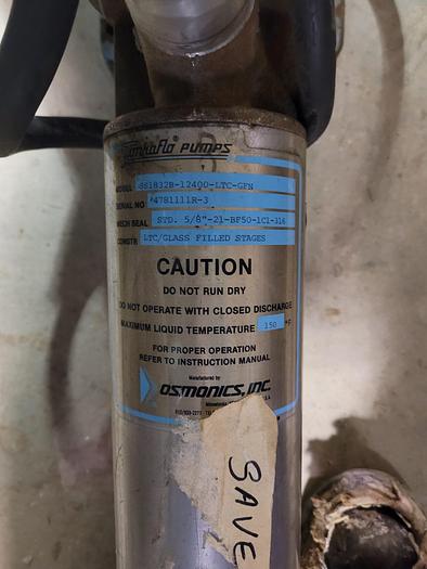 Used 10 Hp Osmonics Tonkaflo (GE) Stainless Steel High Pressure Pump #SS1832B-12400