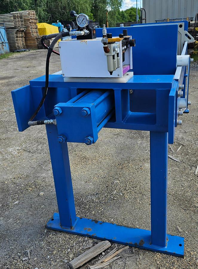 Used Met-Chem 19 Cu. Ft. 800mm Hydraulic Filter Press – 38 Polypropylene Plates - Like New Condition